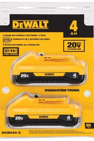 Brand New DeWalt 20V MAX DCB240-2 4 Ah Lithium-Ion Compact Battery Combo Pack 2 pc