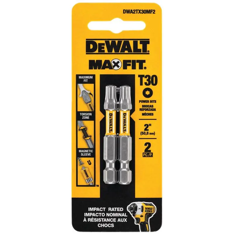 Get Yours DeWalt Max Fit Torx #30 X 2 in. L Screwdriver Bit Set Steel 2 pk