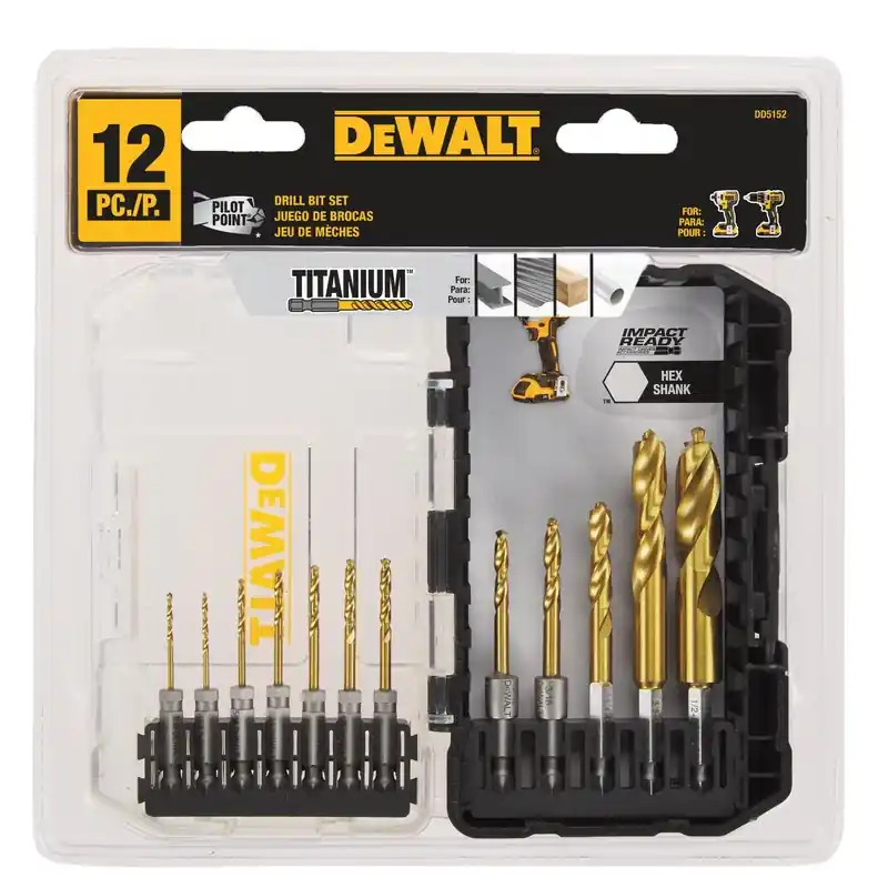 DeWalt Pilot Point Titanium Drill Bit Set Hex Shank 12 pc Limited Time