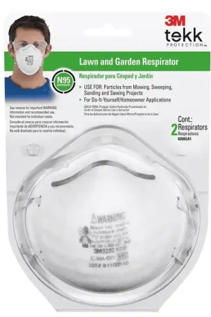 3M N95 Lawn and Garden Disposable Respirator White 2 pk, Pack of 6 Fast Shipping