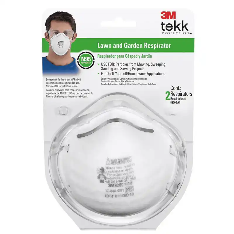 3M N95 Lawn and Garden Disposable Respirator White 2 pk, Pack of 6 Fast Shipping