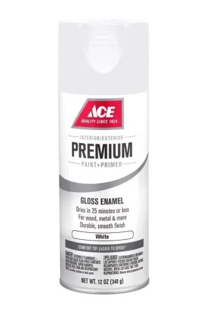 Ace Premium Gloss White Paint + Primer Enamel Spray 12 oz, Pack of 6 Mega Sale