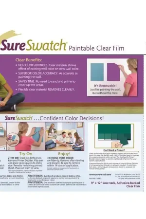 Popular SureSwatch 9 in. W X 12 in. L Clear Plastic Paint & Stick Paint Samples, Pack of 50
