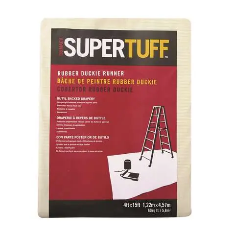Trimaco SuperTuff 4 ft. W X 15 ft. L X 0.06 mil Butyl Coated Drop Cloth 1 pk Genuine