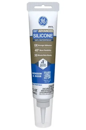 Exclusive Offer GE Advanced White Silicone 2 Window and Door Caulk Sealant 2.8 oz