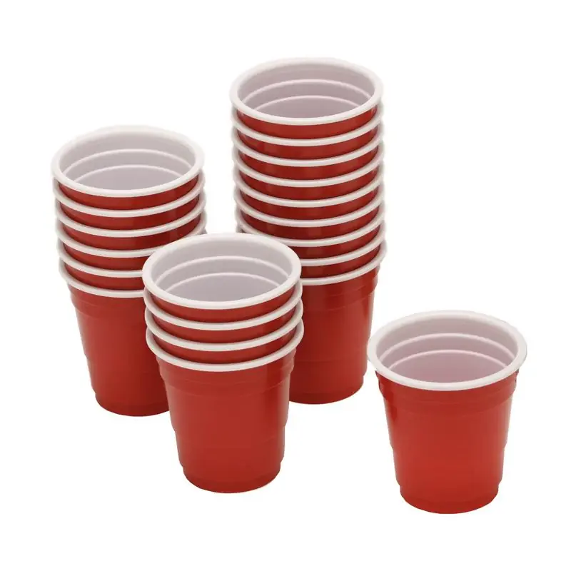 BarY3 2 oz Red/White Polypropylene Disposable Shot Glass Place Order