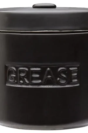 Final Sale Fox Run Black Ceramic Grease Container 32 oz