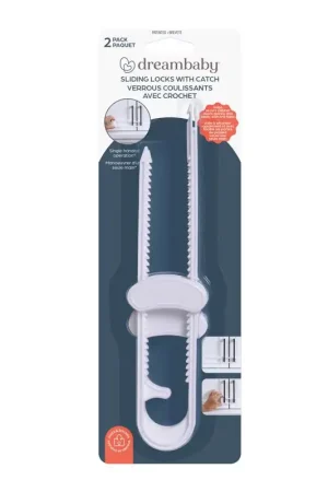 Dreambaby White Plastic Cabinet Slide Locks 2 pk New Arrival