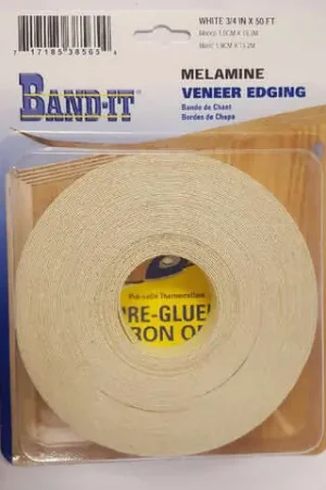 Band-It .030 in. X 3/4 in. W X 50 ft. L White Melamine Veneer Edging #2/BTR Premium Grade, Pack of 12 Clearance
