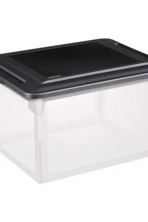 Flash Sale Sterilite 4.4 cu ft Black/Clear Storage Unit 11 in. H X 14 in. W X 18.5 in. D Stackable, Pack of 4