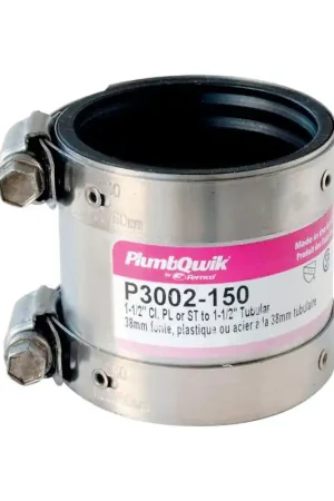 Fernco Proflex Schedule 40 1-1/2 in. Slip X 1-1/2 in. D Hub Neoprene Rubber Shielded Coupling 1 pk Fan Favorite