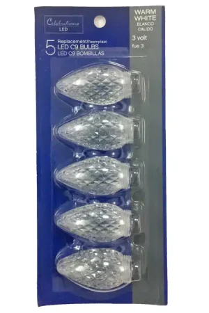 Celebrations Blue LED C9 Warm White 5 ct Replacement Christmas Light Bulbs Discount