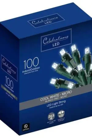 Celebrations Blue LED Micro/5mm Cool White 100 ct String Christmas Lights 24.5 ft. Cheap