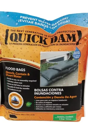 Authentic Quick Dam Flood Bags 3.5 in. H X 12 in. W X 24 in. L Sandless Sandbags 6 pk