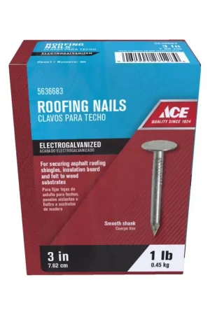 Ace 3 in. Roofing Galvanized Steel Nail Flat Head 1 lb Final Sale