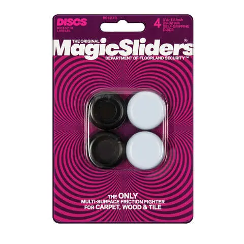 Magic Sliders Gray Plastic Floor Slide 4 pk Sale