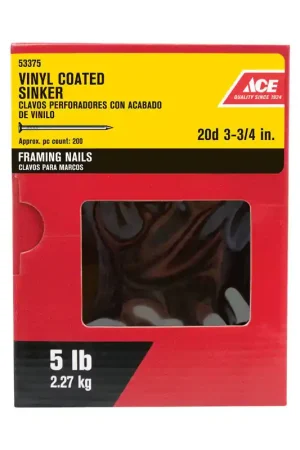 Ace 20D 3-3/4 in. Sinker Vinyl Steel Nail Checkered Head 5 lb Last Chance