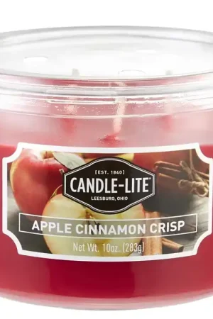 Candle-Lite 1879021 Scented Candle, 4.09 in x 4.09 in x 2.94 in Dimensons, Apple Cinnamon Crisp Fragrance, Pack of 4 Reduced Price