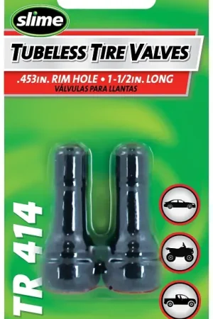 Budget Slime 20149 Tubeless Tire Valve, Rubber, 2 PK, For: TR414 Tires, Pack of 6