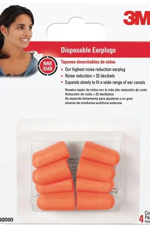 3M 92050H4 Disposable Ear Plugs, 32 dB NRR, Tapered, Round, One-Size, Foam, Assorted/Orange Limited Offer