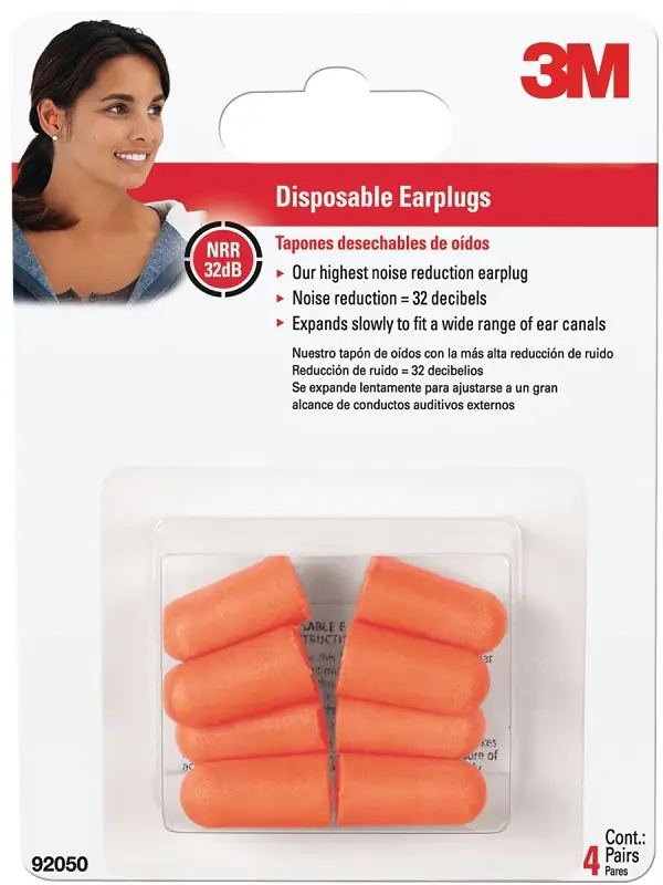 3M 92050H4 Disposable Ear Plugs, 32 dB NRR, Tapered, Round, One-Size, Foam, Assorted/Orange Limited Offer
