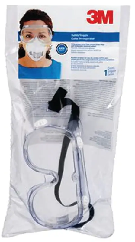3M 91252-8002S Chemical Splash Goggles, Impact Lens, Polycarbonate Lens, Clear Frame Seasonal Sale