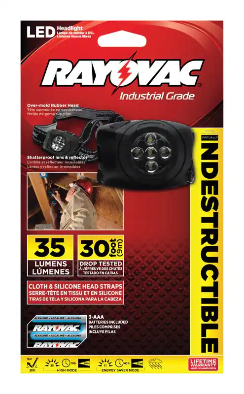 Rayovac Workhorse Pro 35 lm Black LED Headlight AAA Battery Genuine