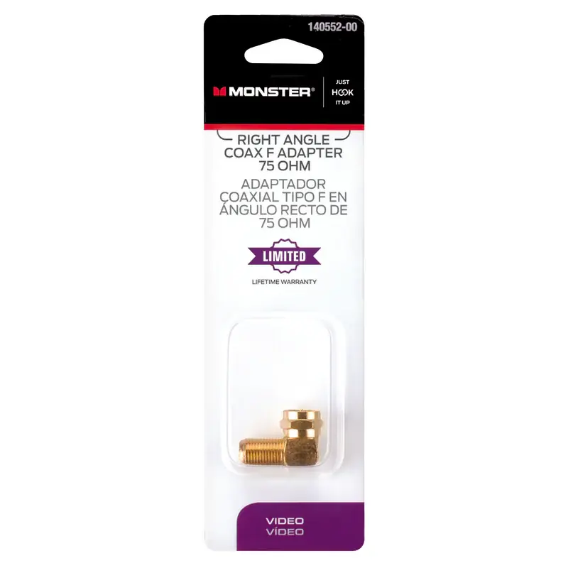 Authentic Monster Just Hook It Up Right Angle Coax F Adapter 75 ohm 1 pk