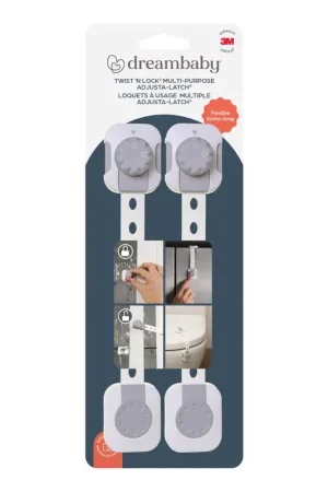 Dreambaby Twist 'N Lock Gray/White Plastic Adhesive Multi-Use Latch 2 pk Buy Online