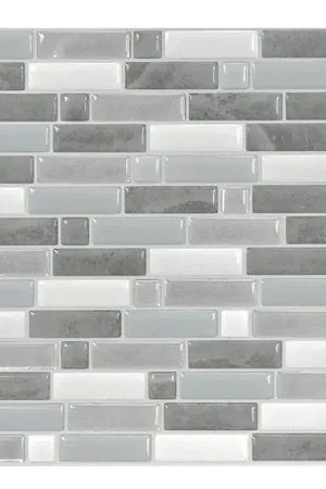 Smart Tiles 9.36 in. W X 9.73 in. L Gray/White Mosaic Vinyl Adhesive Wall Tile 4 pc, Pack of 6 Factory Price