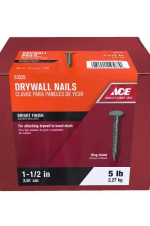 Ace 1-1/2 in. Drywall Bright Steel Nail Flat Head 5 lb Luxury