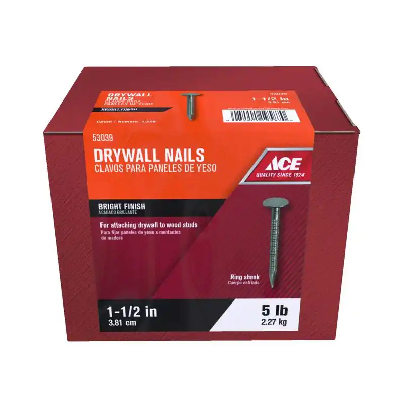 Ace 1-1/2 in. Drywall Bright Steel Nail Flat Head 5 lb Luxury