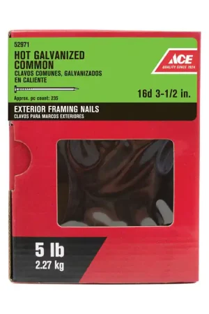 Ace 16D 3-1/2 in. Common Hot-Dipped Galvanized Steel Nail Flat Head 5 lb Big Sale