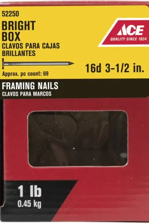Ace 16D 3-1/2 in. Framing Bright Steel Nail Flat Head 1 lb Fan Favorite