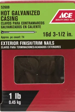 Ace 16D 3-1/2 in. Casing Hot-Dipped Galvanized Steel Nail Brad Head 1 lb Clearance