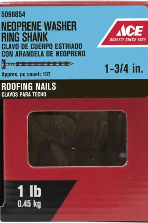 Ace 1-3/4 in. Roofing Galvanized Steel Nail Round Head 1 lb Buy Today