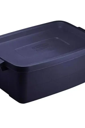 Rubbermaid Roughneck 3 gal Navy Storage Box 7 in. H X 10.625 in. W X 15.687 in. D Stackable, Pack of 6 Latest