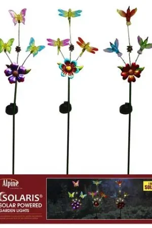 Alpine Multicolored Metal 36 in. H Triple Garden Friends Solar Garden Stake, Pack of 9 Limited Offer