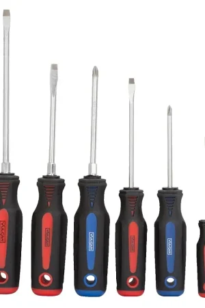 Vulcan SD-SET-6 Screwdriver Set, 6-Piece, Chrome Vanadium Steel, Chrome, Black/Blue/Red Save Now