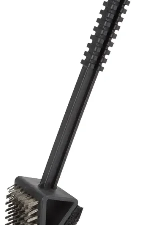 Mega Sale Omaha BBQ-37126 2-Way Grill Brush/Scrubber, 2-3/8 in L Brush, 2-1/4 in W Brush, Stainless Steel Bristle, Plastic Handle