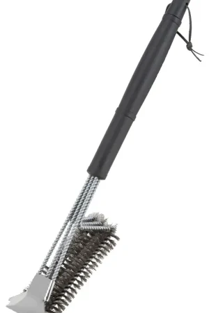 Omaha BBQ-37140 Premium Grill Brush, 6 in L Brush, 3 in W Brush, Stainless Steel Bristle, Plastic Handle, 17 in L Limited Time