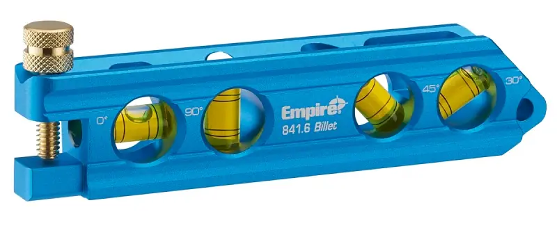 Empire 841.6 Billet Torpedo Level, 6 in L, 4-Vial, Magnetic, Aluminum, Blue Secure Checkout