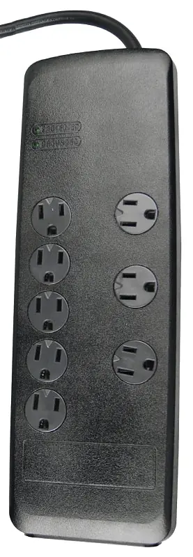 Deal Woods 41618 Surge Protector, 120 VAC, 15 A, 8-Outlet, 3540 J Energy, Black