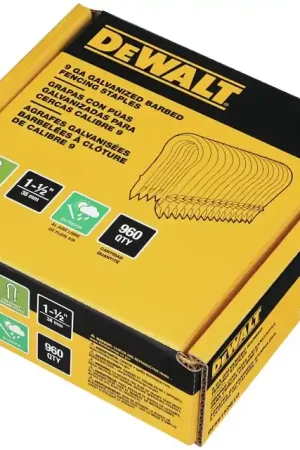 Deal DEWALT DFS9150B1G Series Barbed Fence Staple, 1-1/2 in L, Aluminum/Zinc, 9 ga Wire, 9 ga Gauge, Galvanized Steel, 960/PK