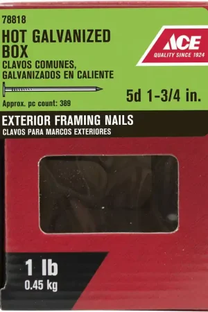 Ace 5D 1-3/4 in. Box Hot-Dipped Galvanized Steel Nail Flat Head 1 lb High Quality