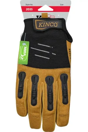 Kinco Foreman Men's Indoor/Outdoor Pull-Strap Padded Gloves Black/Tan M 1 pair Last Chance