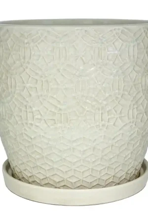 Fresh Stock Trendspot Rivage 9.9 in. H X 9.9 in. W X 9.9 in. D X 10 in. D Ceramic Planter White, Pack of 2