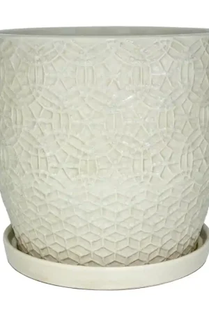 Trendspot Rivage 12 in. H X 12 in. W X 12 in. D X 12 in. D Ceramic Planter White Next Day Delivery