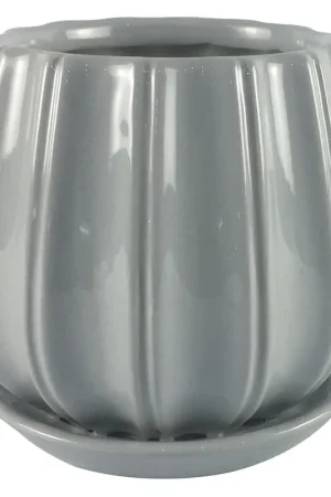 Free Returns Trendspot Contour 5.5 in. H X 5.9 in. W X 5.9 in. D X 6 in. D Ceramic Planter Gray, Pack of 2
