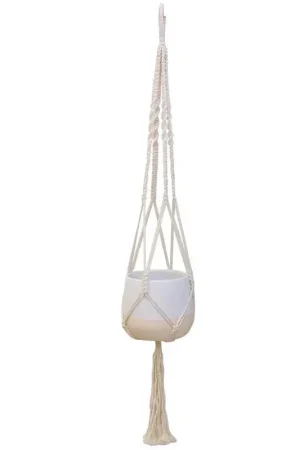 Best Choice Trendspot Macrame 4.7 in. H X 5.7 in. W X 5.7 in. D X 5.5 in. D Ceramic Planter White, Pack of 2